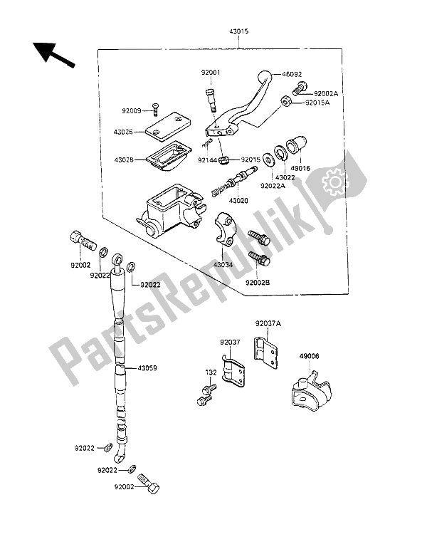 Tutte le parti per il Pompa Freno Anteriore del Kawasaki KX 100 1990