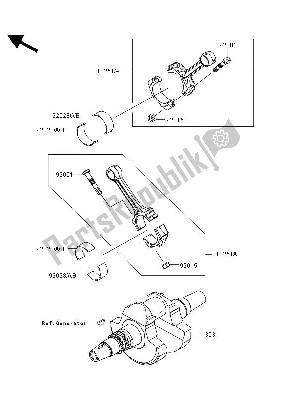 All parts for the Crankshaft of the Kawasaki KVF 750 4X4 EPS 2012