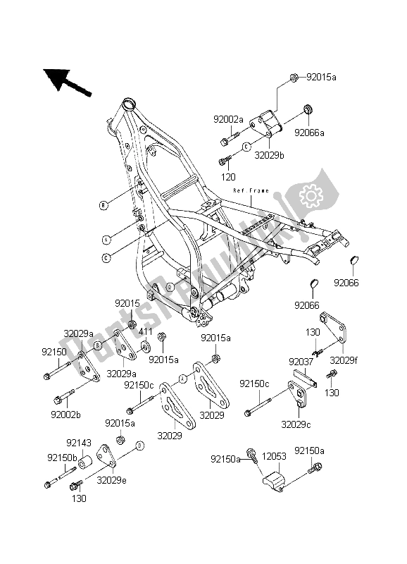 Todas as partes de Acessórios De Quadro do Kawasaki KLX 650R 1995