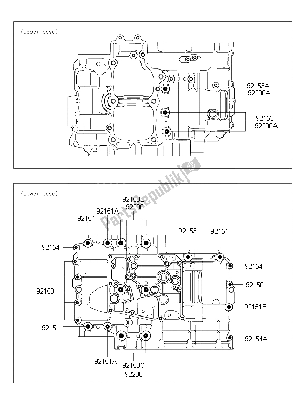 Toutes les pièces pour le Modèle De Boulon De Carter du Kawasaki ER 6N ABS 650 2015