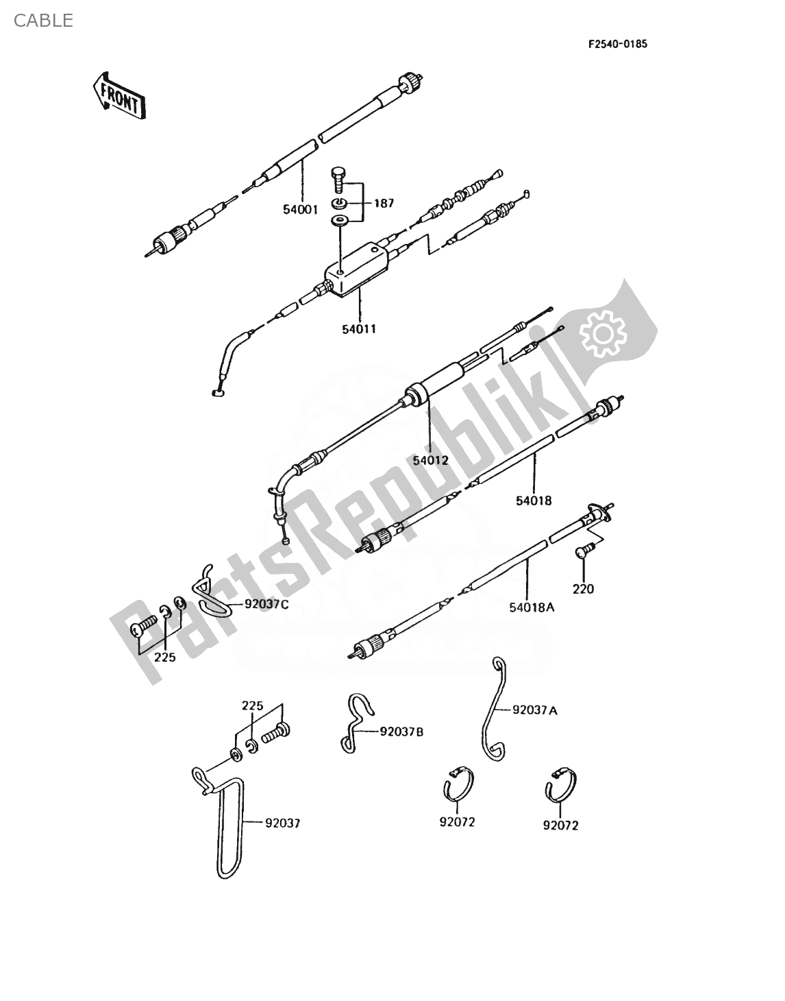 Wszystkie części do Kabel Kawasaki AR 125 1988