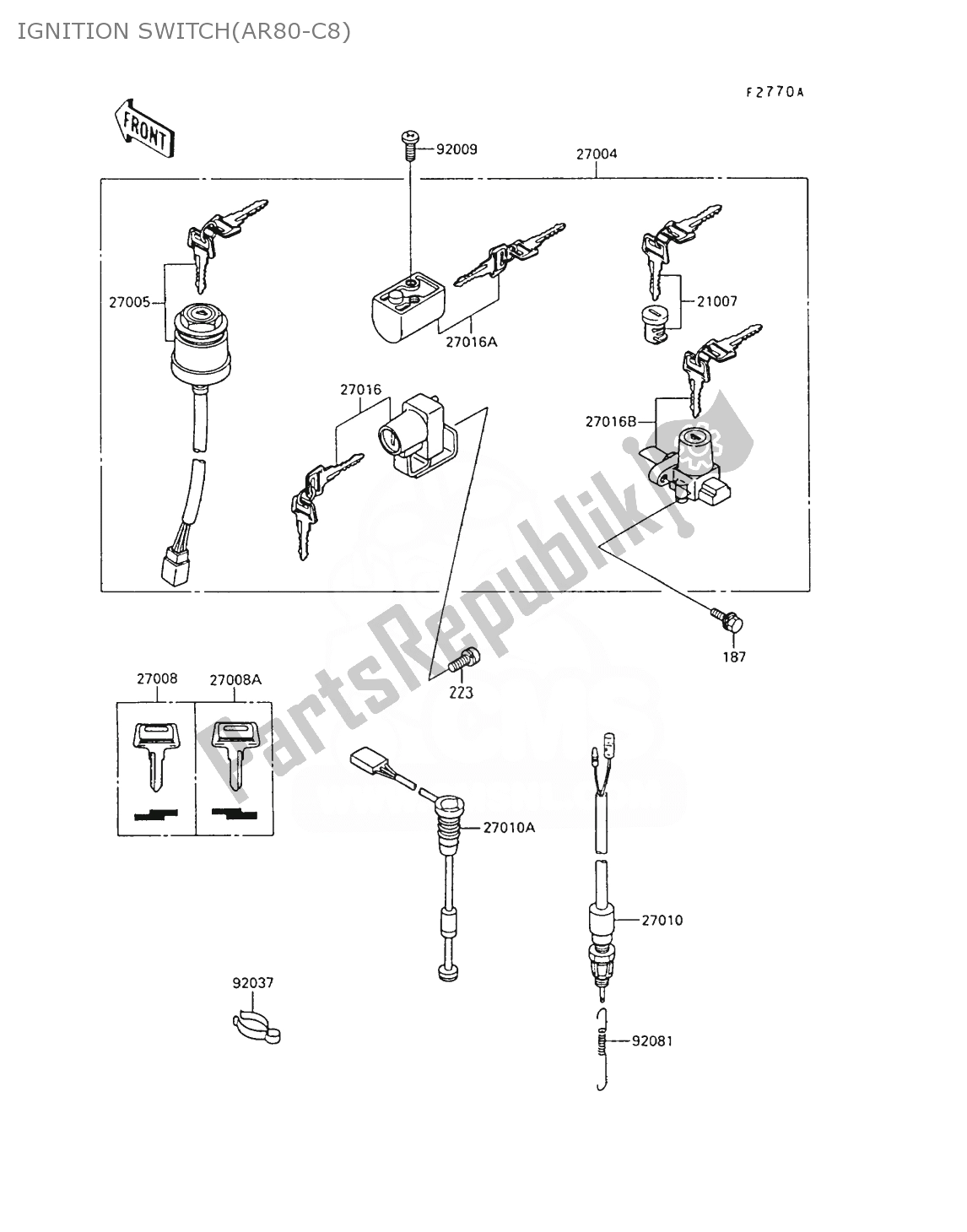 Tutte le parti per il Ignition Switch(ar80-c8) del Kawasaki AR 80 1990