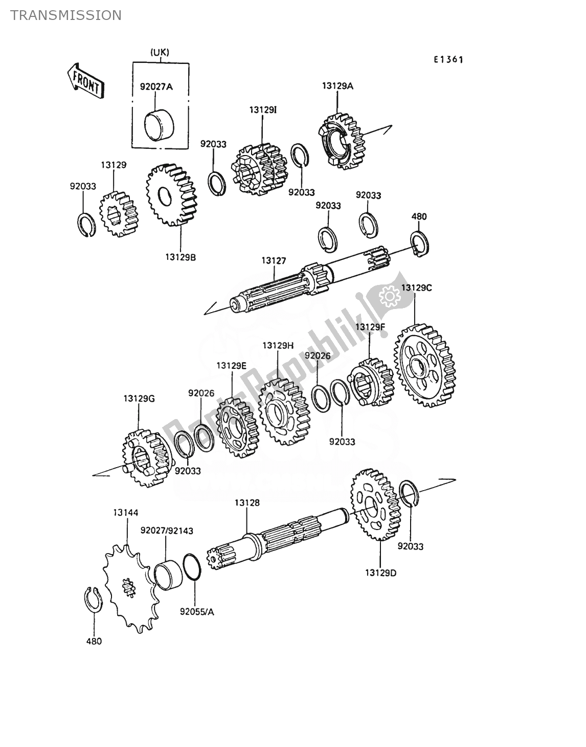 Alle onderdelen voor de Overdragen van de Kawasaki AR 50 1989