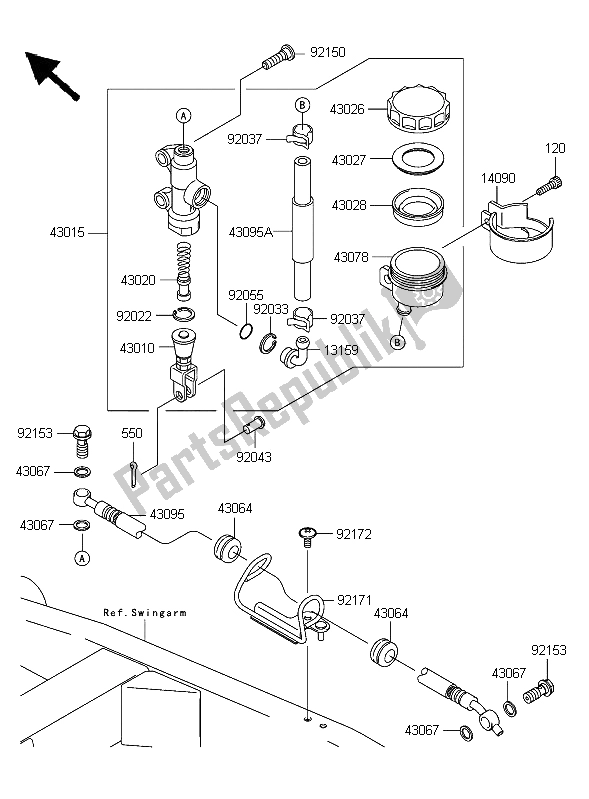 Tutte le parti per il Pompa Freno Posteriore del Kawasaki Z 750S 2006