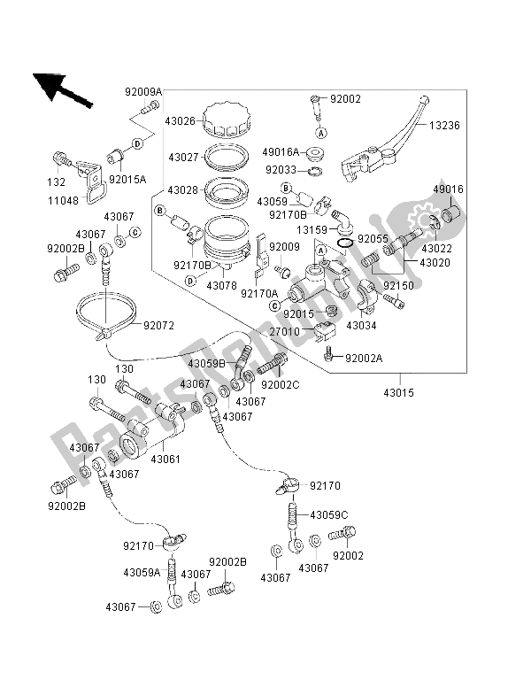 Wszystkie części do Przedni Cylinder G?ówny Kawasaki Ninja ZX 7 RR 750 1996