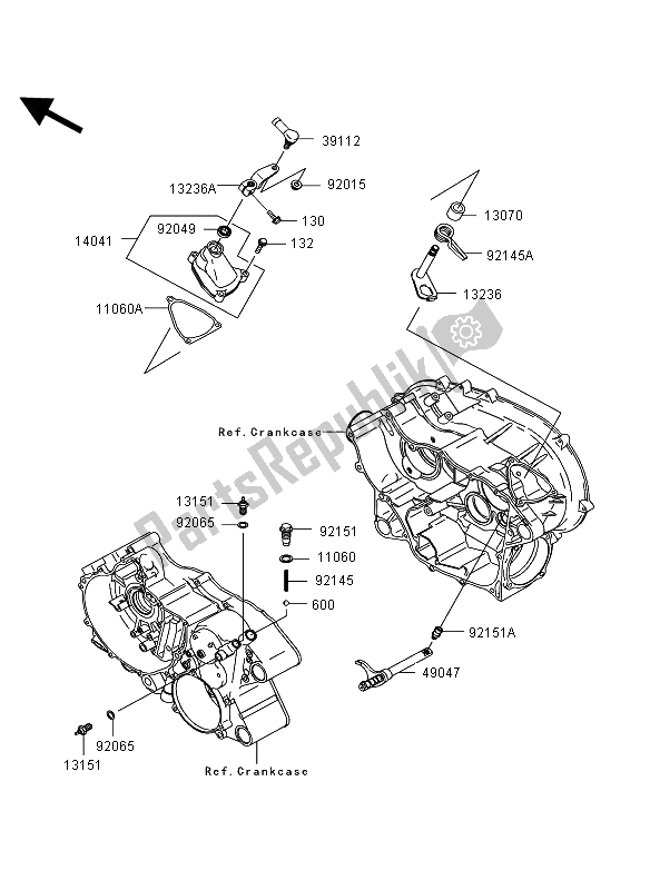 All parts for the Gear Change Mechanism of the Kawasaki KVF 360 2009