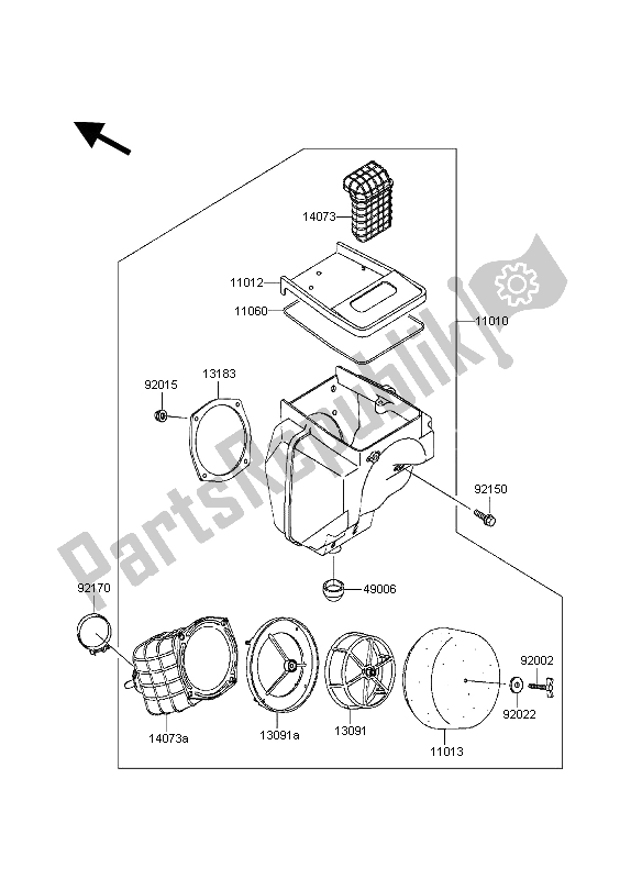 All parts for the Air Cleaner of the Kawasaki KDX 200 1998