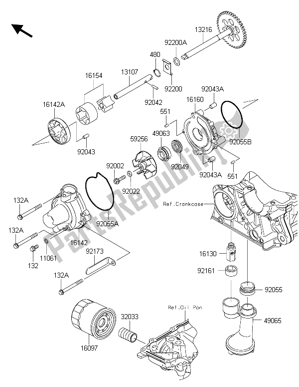 All parts for the Oil Pump of the Kawasaki Z 1000 ABS 2015