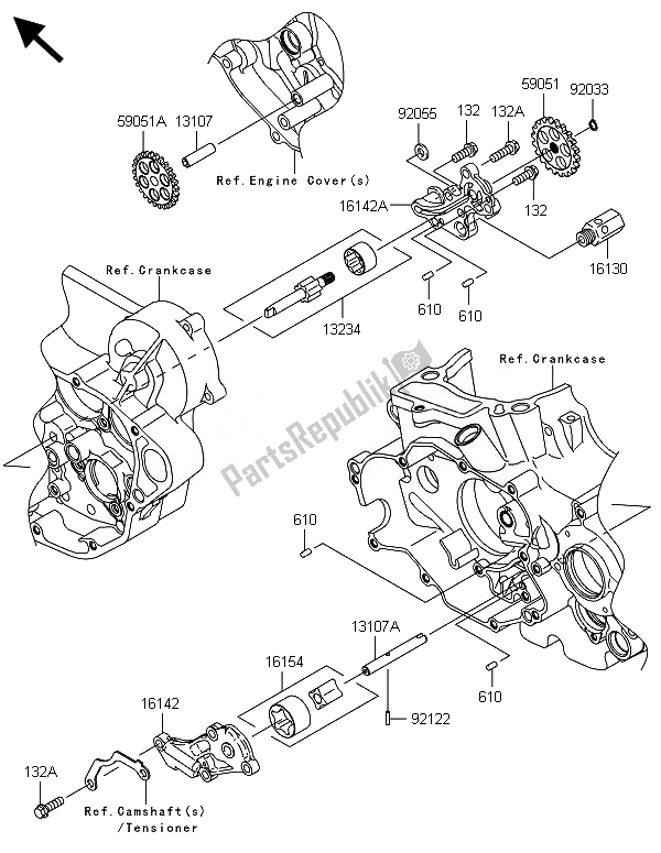 All parts for the Oil Pump of the Kawasaki KLX 450R 2014