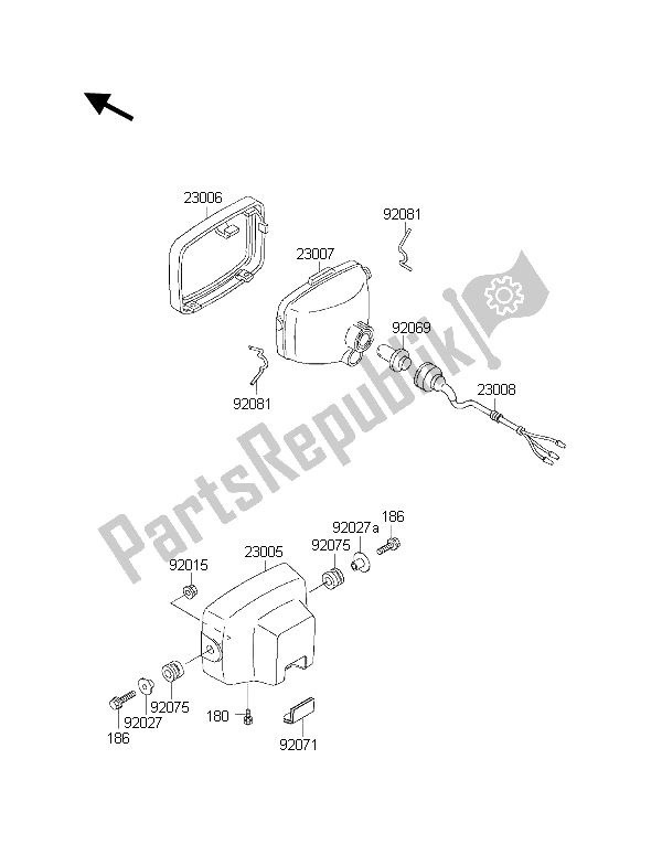 Tutte le parti per il Faro del Kawasaki KLF 300 2001