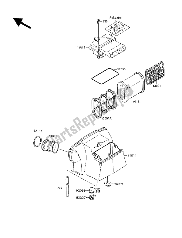 Alle onderdelen voor de Luchtfilter van de Kawasaki GPX 600R 1994