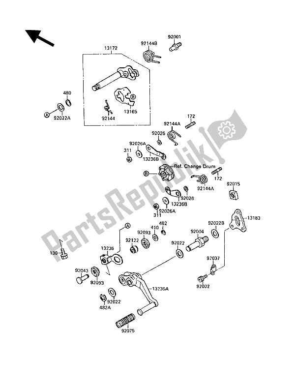 Tutte le parti per il Meccanismo Di Cambio Marcia del Kawasaki GPX 750R 1987