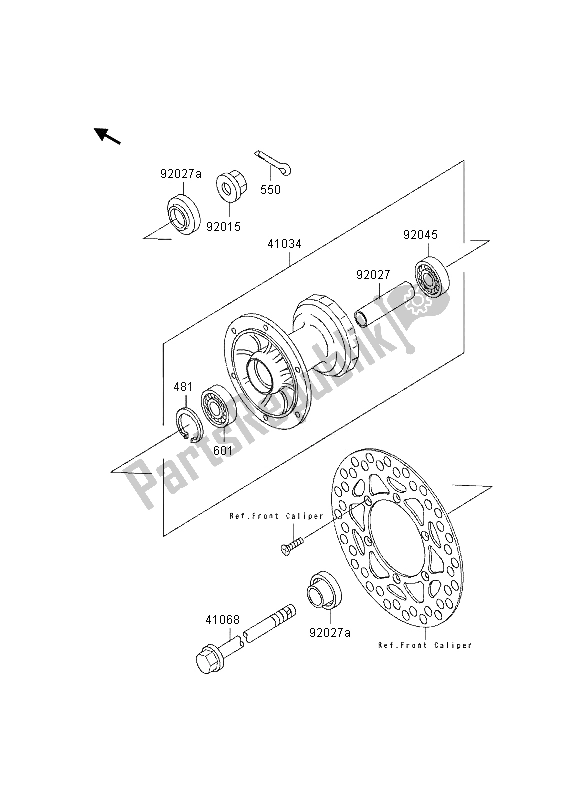 All parts for the Front Hub of the Kawasaki KX 80 SW LW 1997