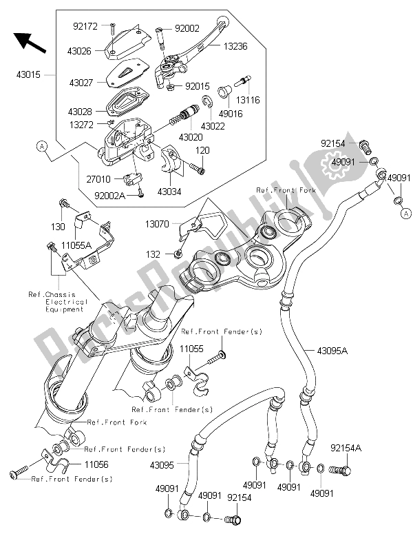 Wszystkie części do Przedni Cylinder G?ówny Kawasaki ER 6F 650 2015