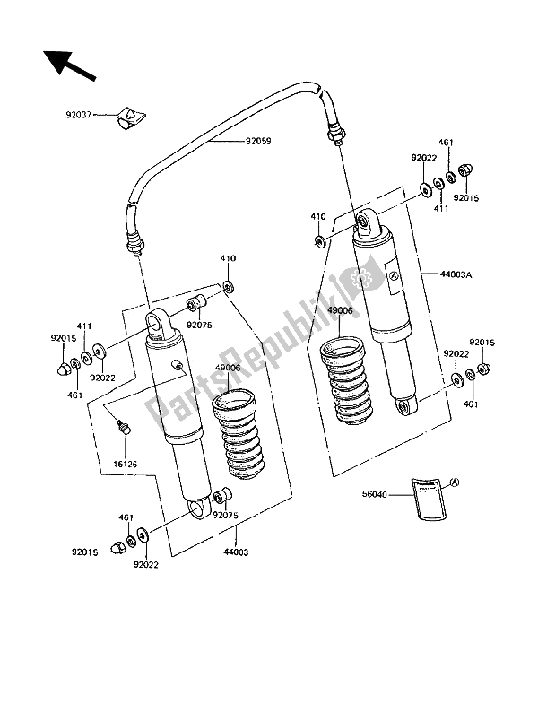 All parts for the Suspension & Shock Absorber of the Kawasaki GT 750 1992