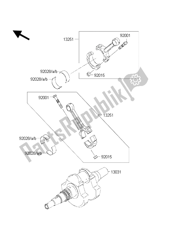 Tutte le parti per il Albero A Gomiti del Kawasaki KVF 650 2002