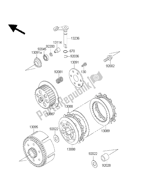 All parts for the Clutch of the Kawasaki KX 60 2003