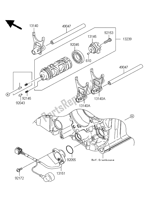 All parts for the Gear Change Drum & Shift Fork of the Kawasaki ZZR 1400 ABS 2006