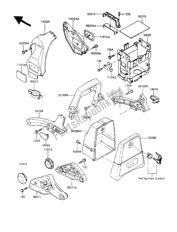 Tutte le parti per il Custodia Della Batteria del Kawasaki VN 750 Twin 1993
