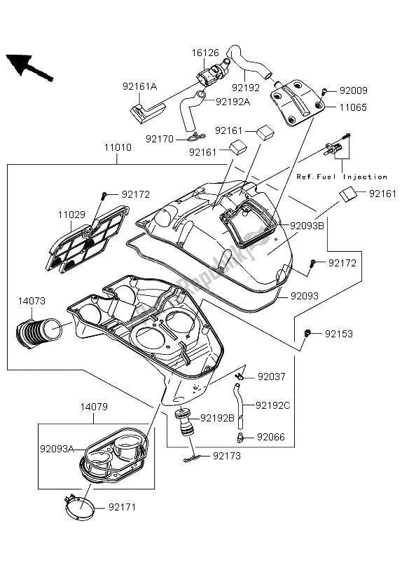 All parts for the Air Cleaner of the Kawasaki Versys ABS 650 2012