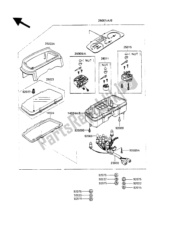 All parts for the Meter(s) of the Kawasaki GPZ 500S 1989