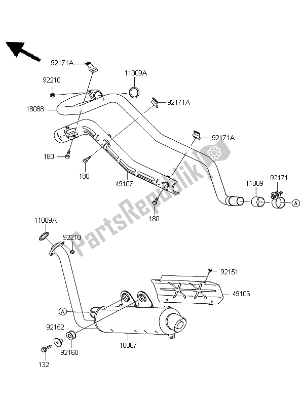 Todas las partes para Silenciador de Kawasaki KFX 700 KSV 700A6F 2006