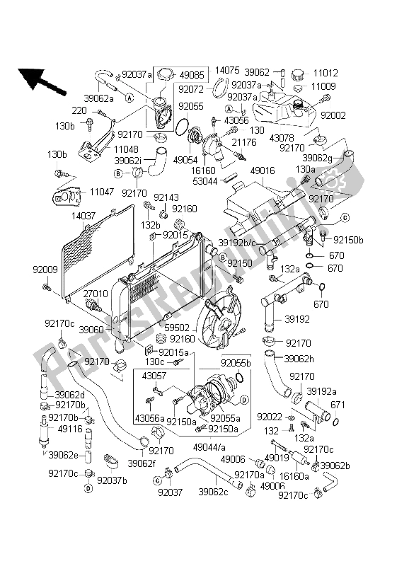 Todas as partes de Radiador do Kawasaki ZZ R 600 1999