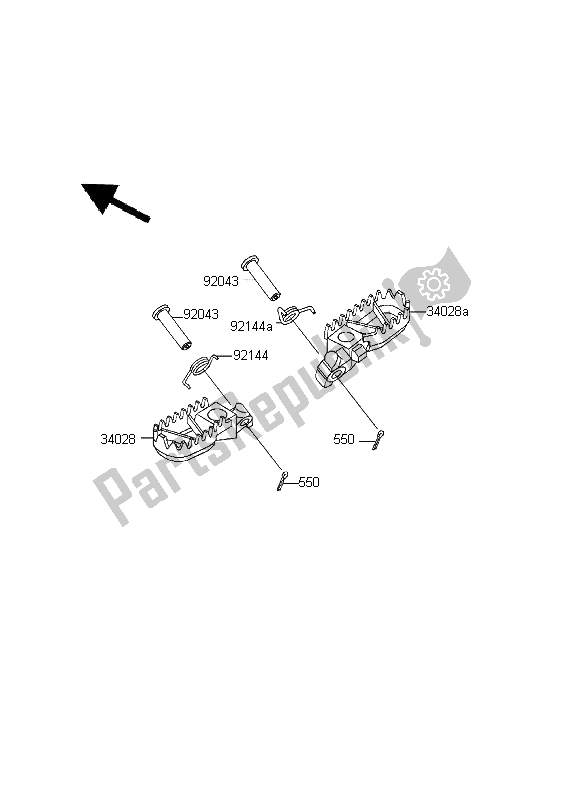 All parts for the Footrest of the Kawasaki KDX 200 1996