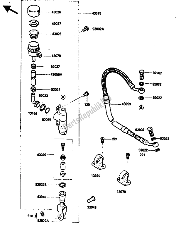 Todas las partes para Cilindro Maestro Trasero de Kawasaki KX 500 1986