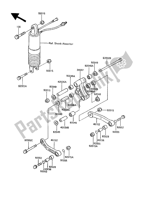 All parts for the Suspension of the Kawasaki GPZ 600R 1989