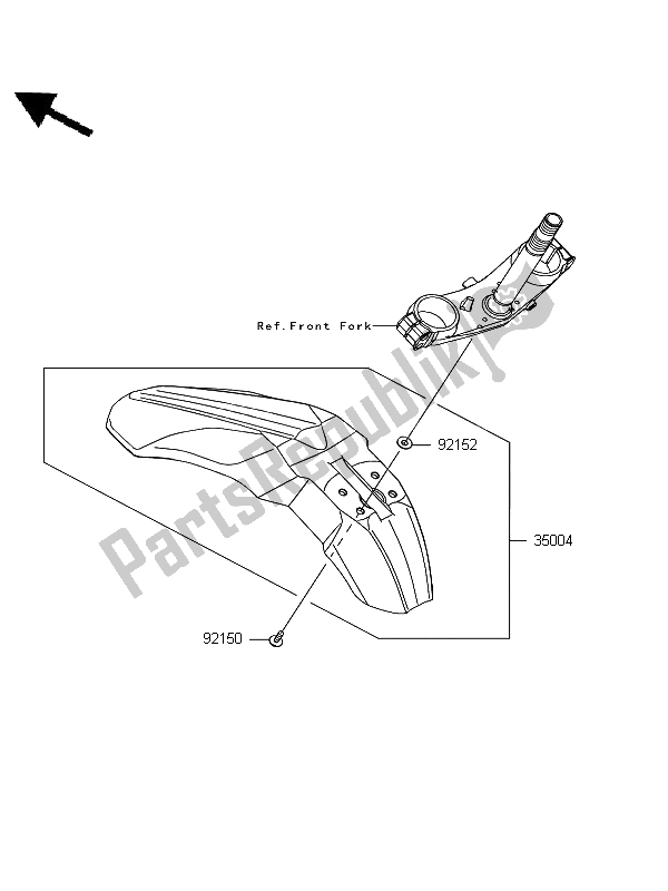 All parts for the Front Fender of the Kawasaki D Tracker 125 2012