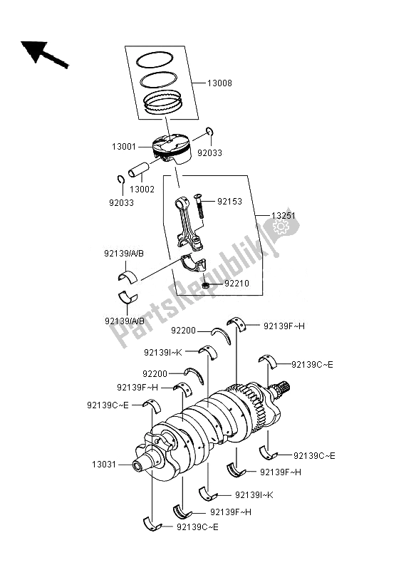 All parts for the Crankshaft & Piston(s) of the Kawasaki Ninja ZX 6R 600 2010