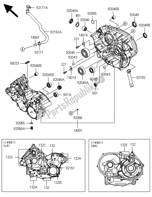 Todas las partes para Caja Del Cigüeñal de Kawasaki Brute Force 650 4X4I 2014