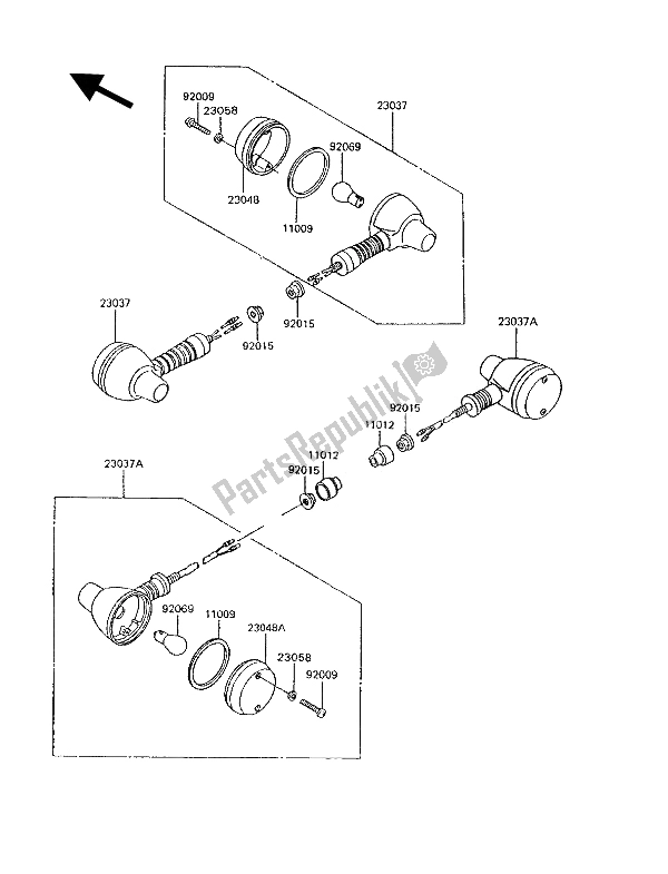 Toutes les pièces pour le Clignotants du Kawasaki KLR 600 1992