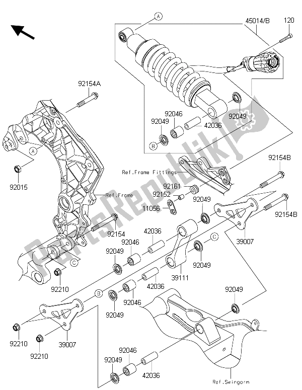 All parts for the Suspension & Shock Absorber of the Kawasaki Z 1000 SX ABS 2015
