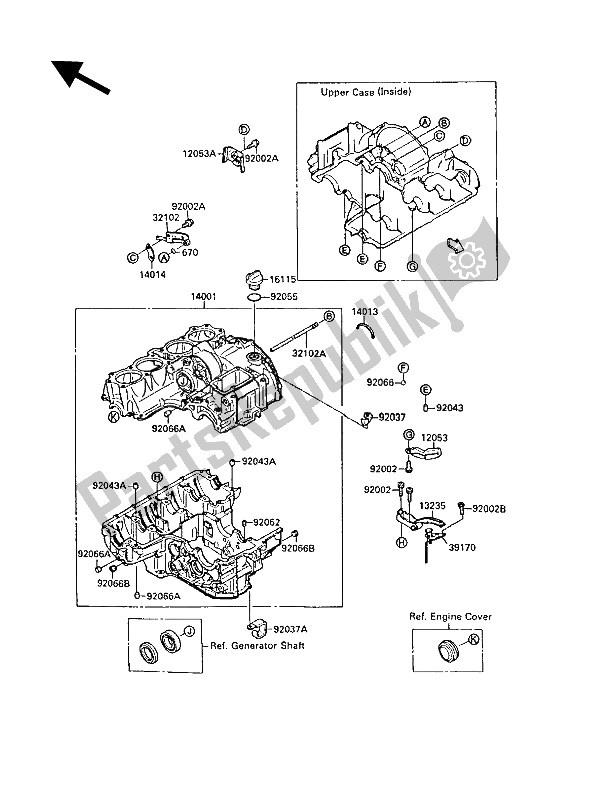 Alle onderdelen voor de Carter van de Kawasaki GPX 750R 1988