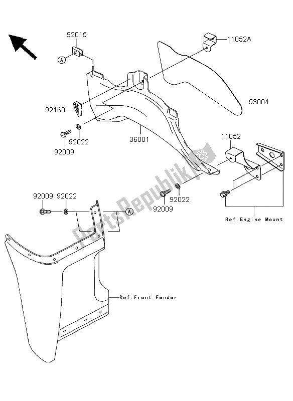 All parts for the Side Covers of the Kawasaki KVF 360 4X4 2003