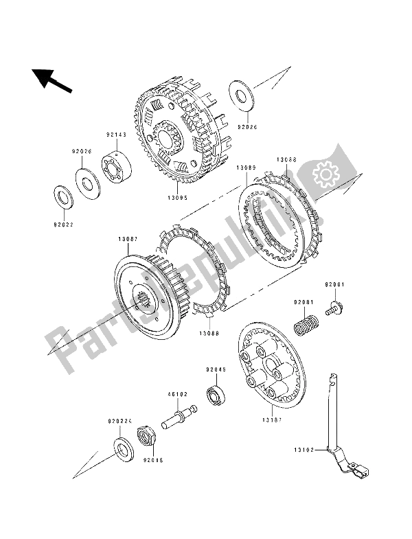 Tutte le parti per il Frizione del Kawasaki ZZ R 600 1992