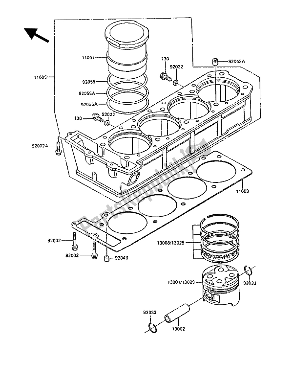 Alle onderdelen voor de Cilinder & Zuiger (s) van de Kawasaki GPZ 900R 1986