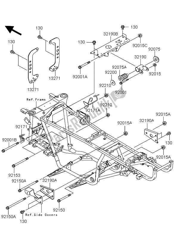 All parts for the Engine Mount of the Kawasaki KVF 360 4X4 2006