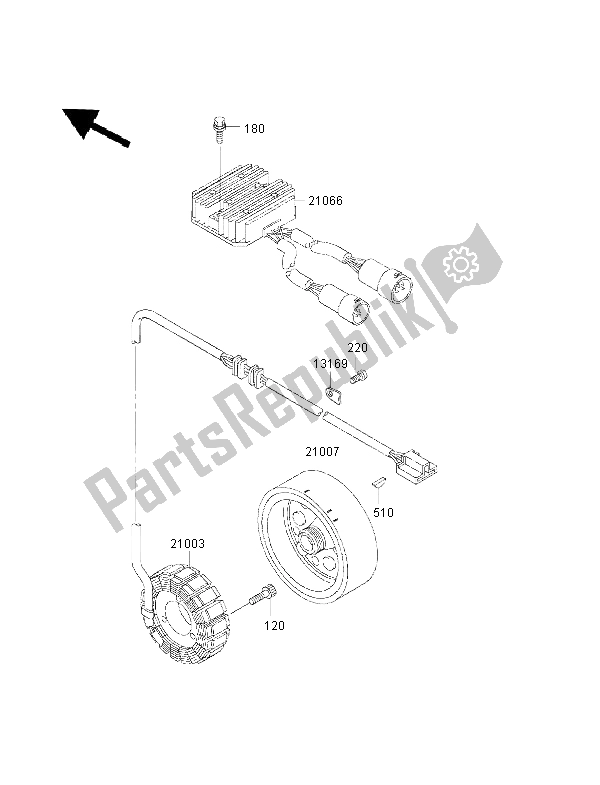 All parts for the Generator of the Kawasaki KVF 400 2000