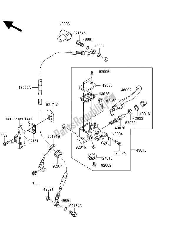 Tutte le parti per il Pompa Freno Anteriore del Kawasaki KLX 250 2013