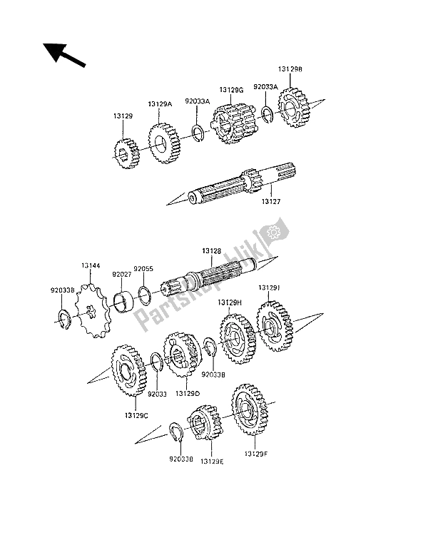 All parts for the Transmission of the Kawasaki KX 60 1986