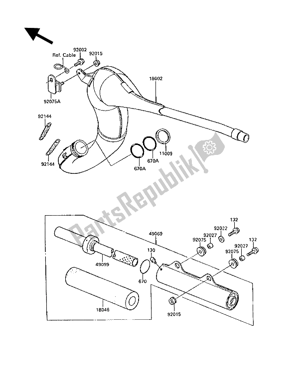 Todas las partes para Silenciador (s) de Kawasaki KX 125 1988