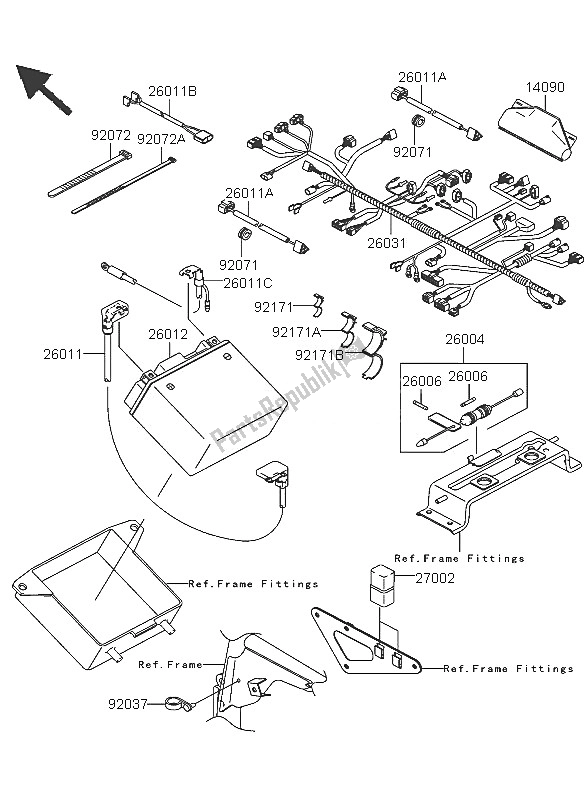 Tutte le parti per il Equipaggiamento Elettrico Del Telaio del Kawasaki KFX 700 2005