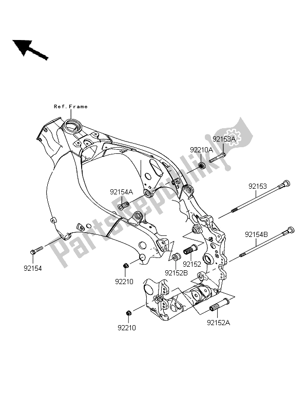 All parts for the Engine Mount of the Kawasaki Ninja ZX 10R 1000 2012