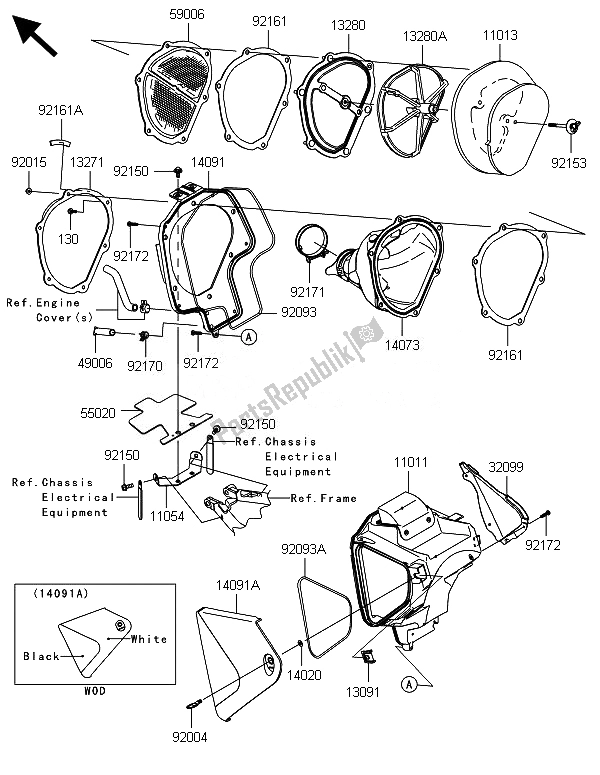Alle onderdelen voor de Luchtfilter van de Kawasaki KLX 450R 2014