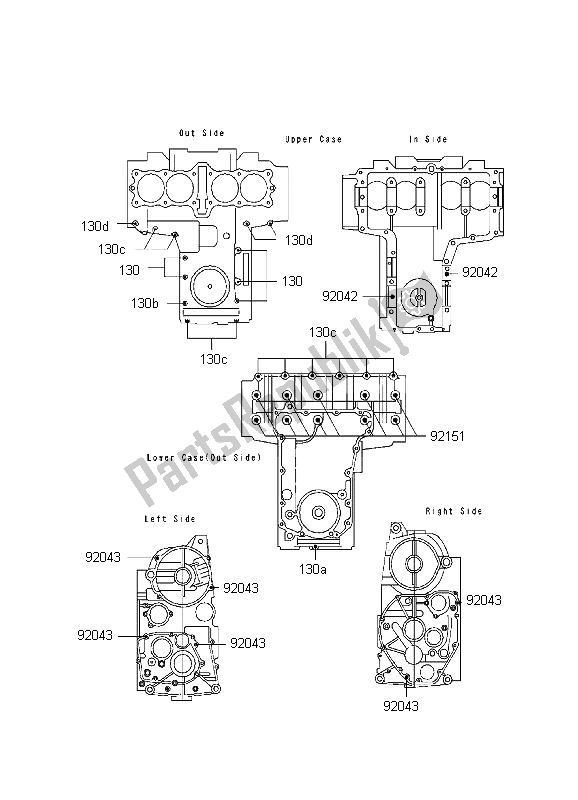 Tutte le parti per il Modello Del Bullone Del Basamento del Kawasaki ZR 7 750 1999