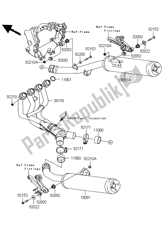 Tutte le parti per il Silenziatore del Kawasaki ZZR 1400 ABS 2010