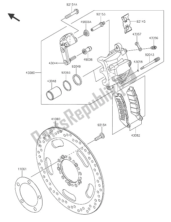 All parts for the Front Brake of the Kawasaki Vulcan S ABS 650 2016